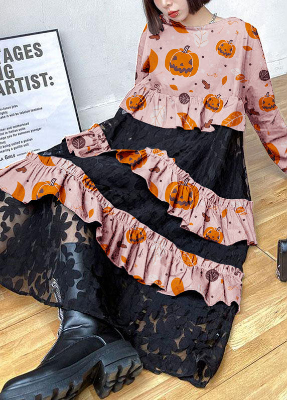 Bohemian Black Ruffles Fall Lace Dresses