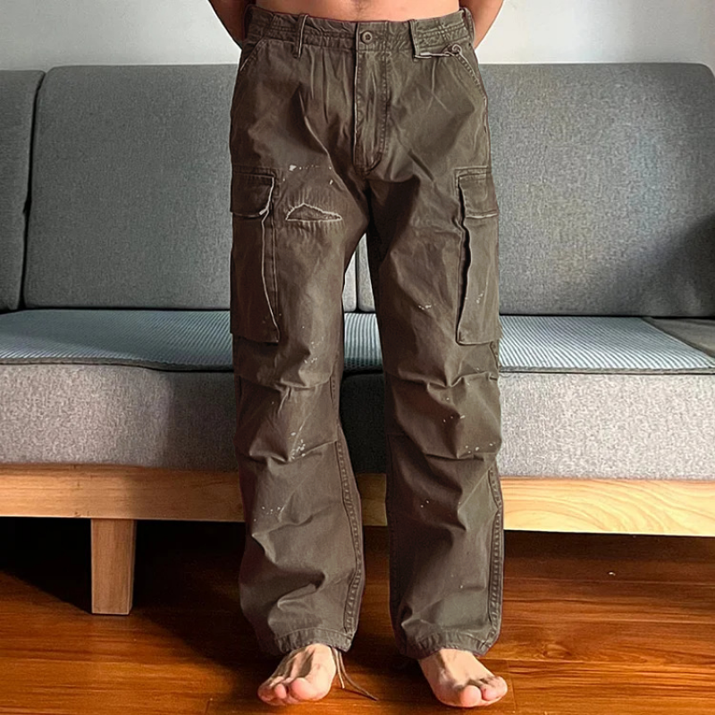 【24-hour shipping out】Men's Loose Large Pocket Wear-resistant Cargo Paratrooper Pants 35879567Z