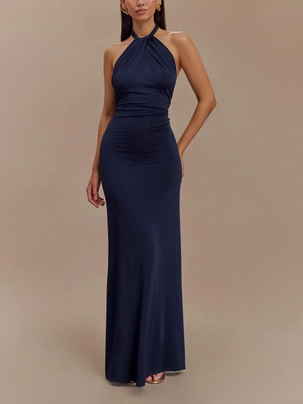 Lagoon Slinky Halter Maxi Dress