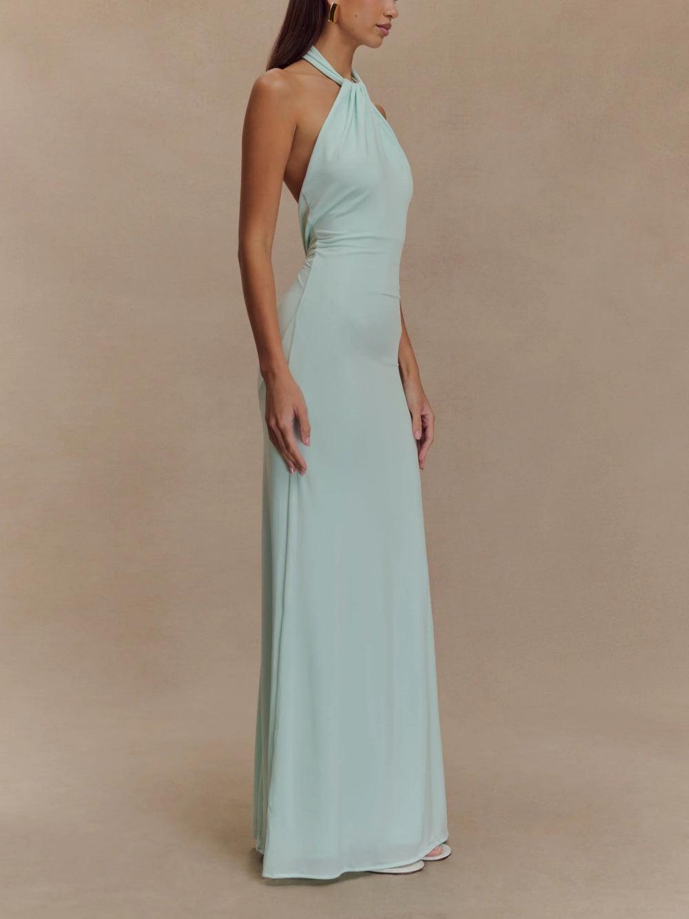 Lagoon Slinky Halter Maxi Dress