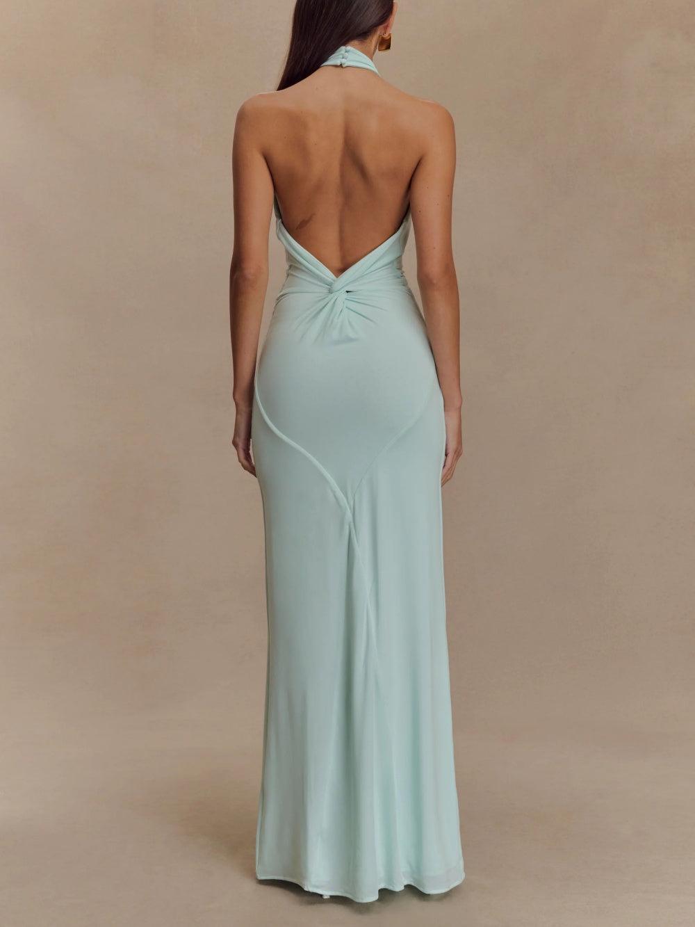 Lagoon Slinky Halter Maxi Dress