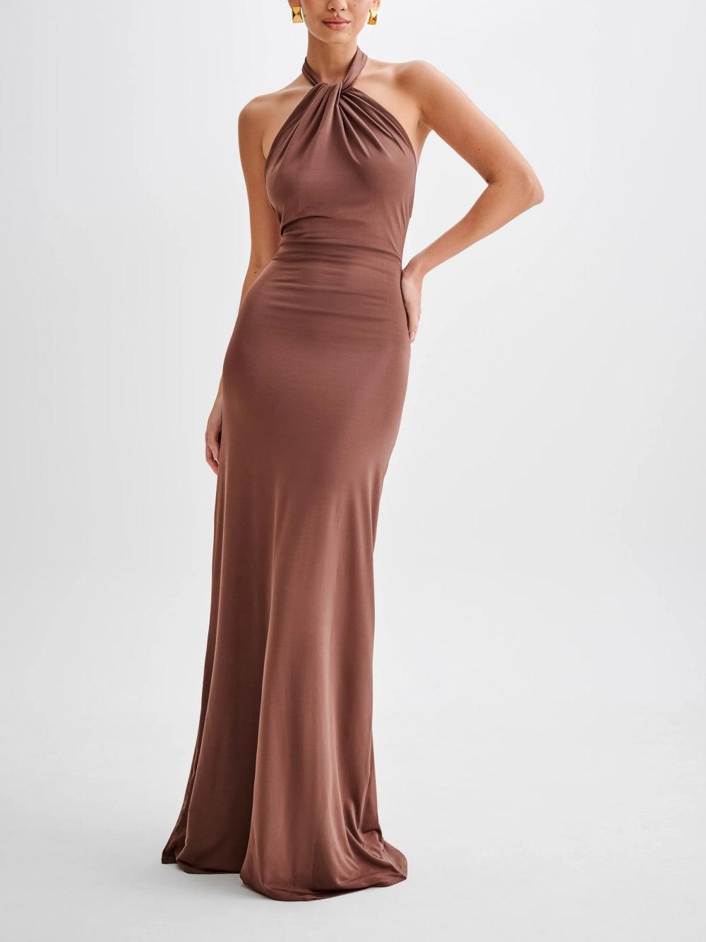 Lagoon Slinky Halter Maxi Dress