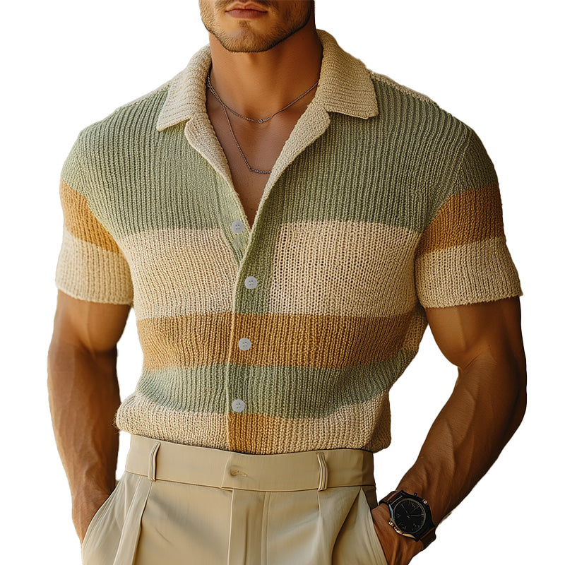 【24-hour shipping out】Men's Spring Fashion Simple Woven Slim Short Sleeve Shirt MTA0885D0P