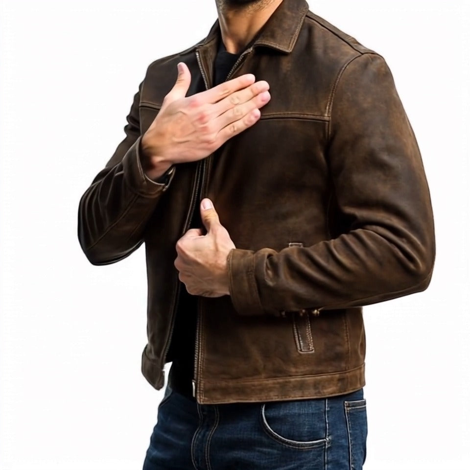 【24-hour shipping out】Mens Classic Fashion Zipper Leather Jacket 98679789U