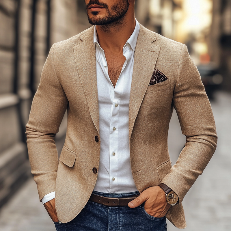 【24-hour shipping out】Men's Fashion Notch Lapel Two Buttons Casual Blazer 47644865Z