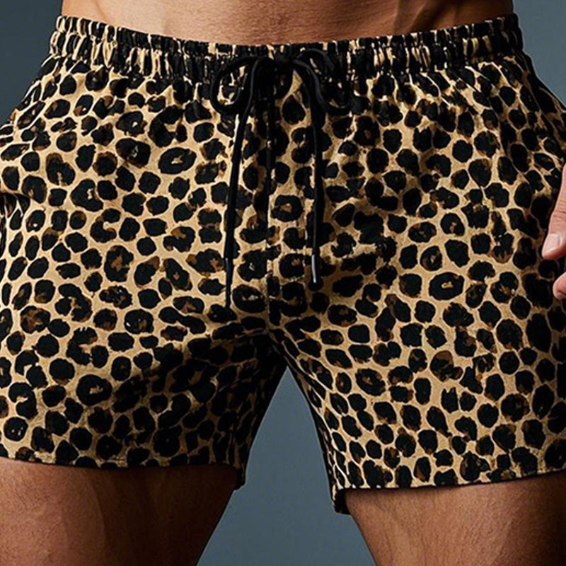 【24-hour shipping out】Men's Leopard Print Comfortable Breathable Shorts 03984898P