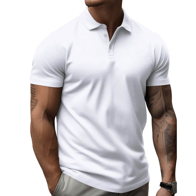 【24-hour shipping out】Men's Solid Slim Lapel Short Sleeve Casual Polo Shirt 22236281Z