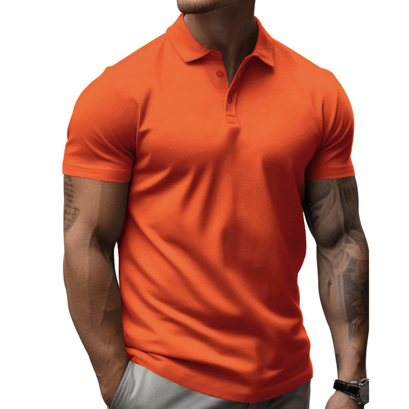 【24-hour shipping out】Men's Solid Slim Lapel Short Sleeve Casual Polo Shirt 22236281Z