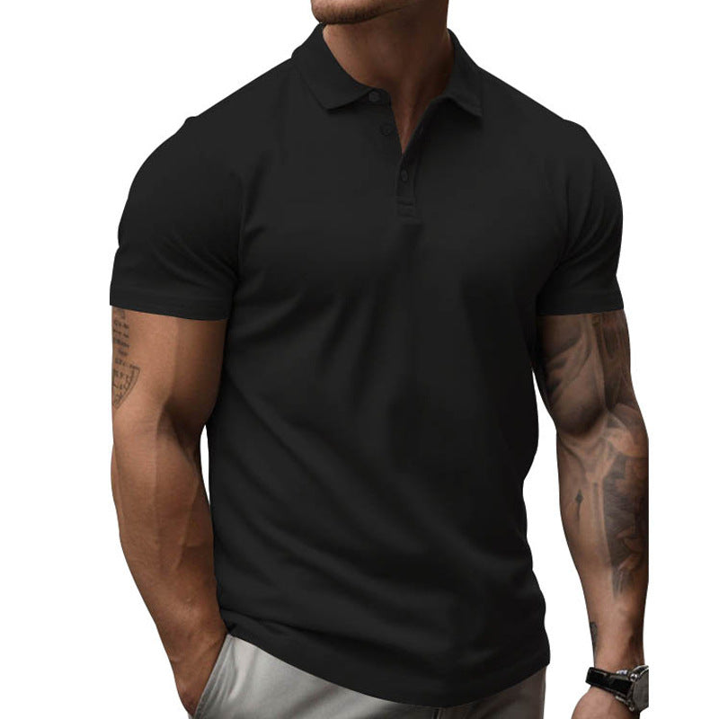 【24-hour shipping out】Men's Solid Slim Lapel Short Sleeve Casual Polo Shirt 22236281Z