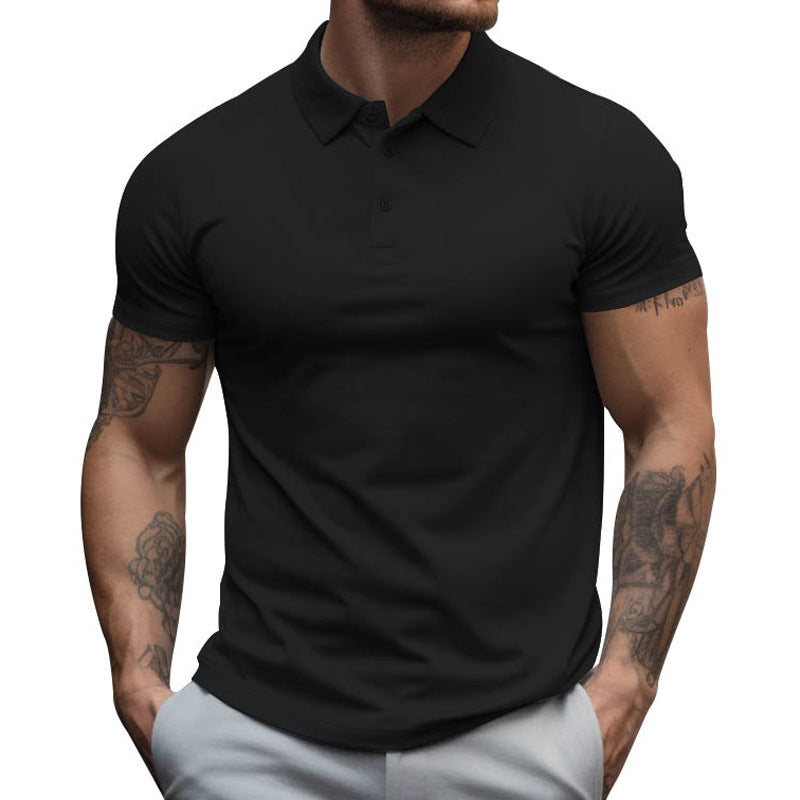 【24-hour shipping out】Men's Solid Slim Lapel Short Sleeve Casual Polo Shirt 22236281Z