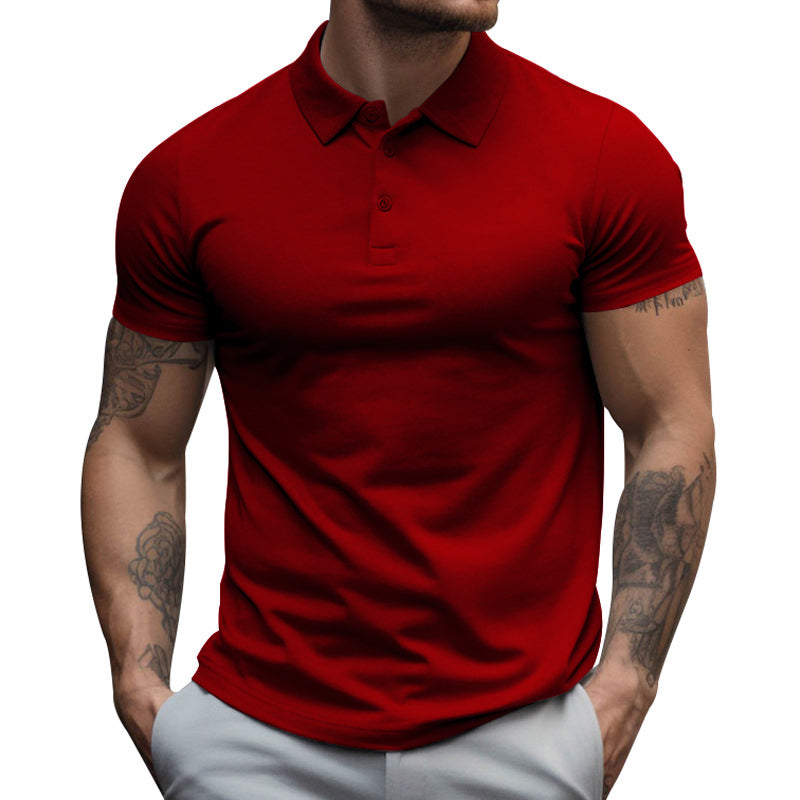 【24-hour shipping out】Men's Solid Slim Lapel Short Sleeve Casual Polo Shirt 22236281Z