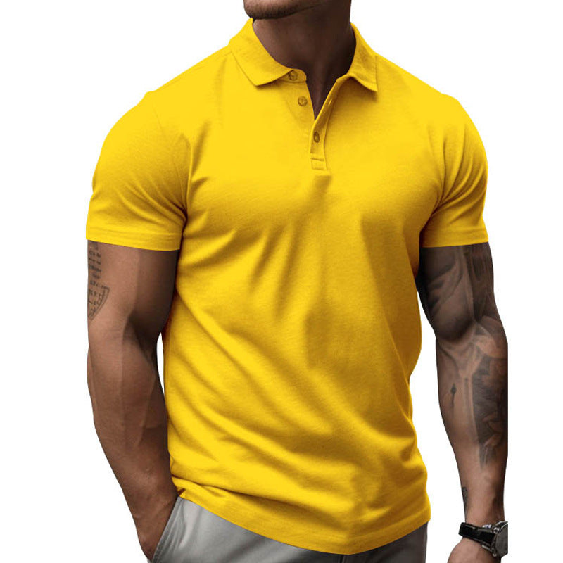 【24-hour shipping out】Men's Solid Slim Lapel Short Sleeve Casual Polo Shirt 22236281Z
