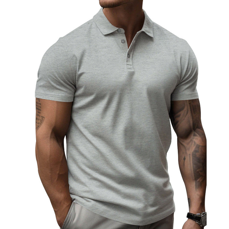 【24-hour shipping out】Men's Solid Slim Lapel Short Sleeve Casual Polo Shirt 22236281Z