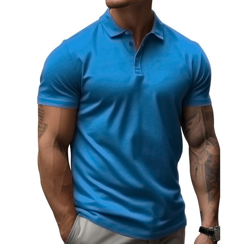 【24-hour shipping out】Men's Solid Slim Lapel Short Sleeve Casual Polo Shirt 22236281Z