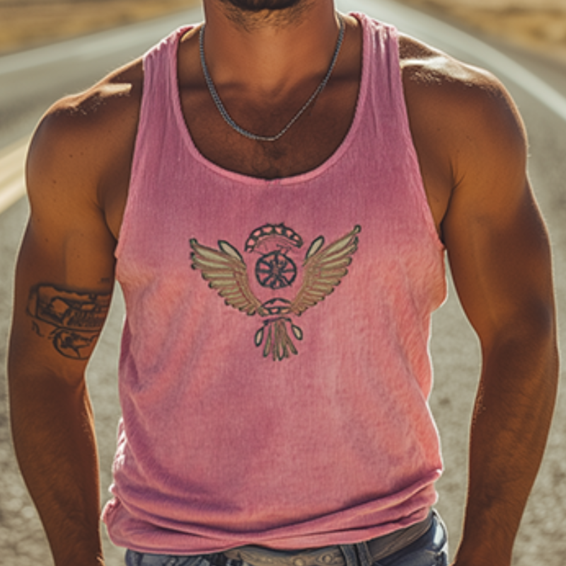 【24-hour shipping out】Men's Classic Casual American Retro Embroidered Knit Striped Tank Top 72799567K