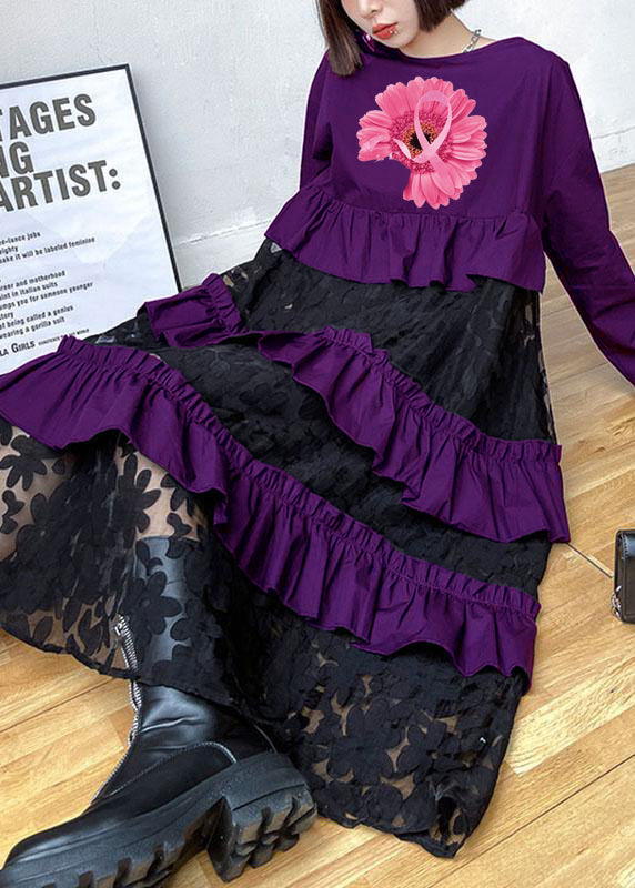Bohemian Black Ruffles Fall Lace Dresses