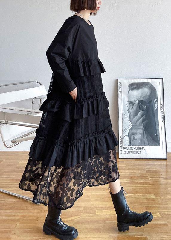 Bohemian Black Ruffles Fall Lace Dresses