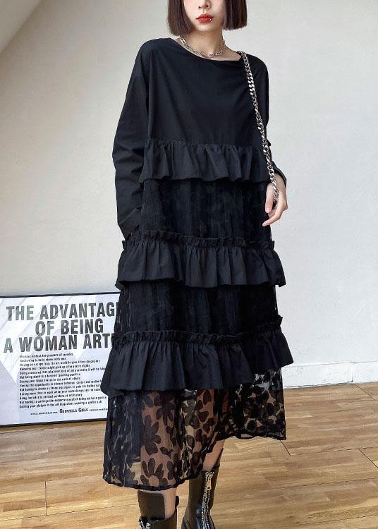 Bohemian Black Ruffles Fall Lace Dresses