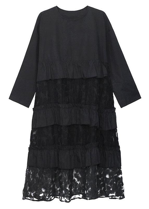 Bohemian Black Ruffles Fall Lace Dresses