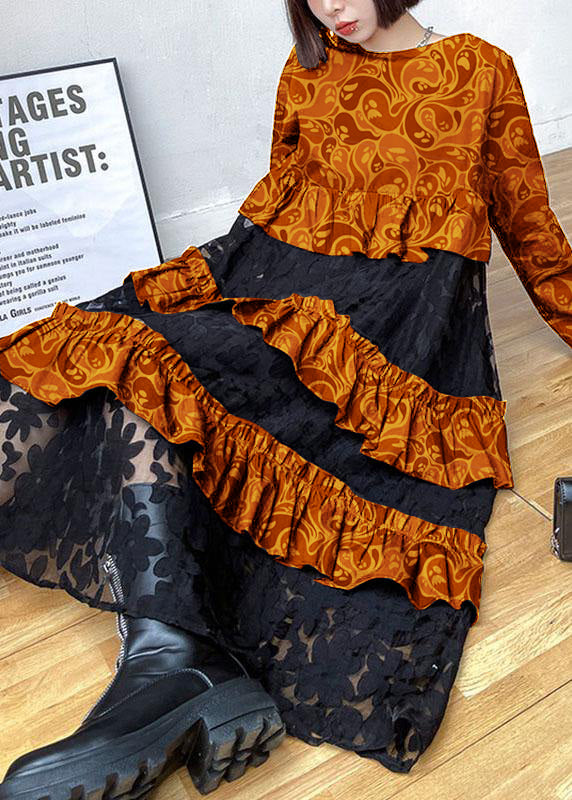 Bohemian Black Ruffles Fall Lace Dresses