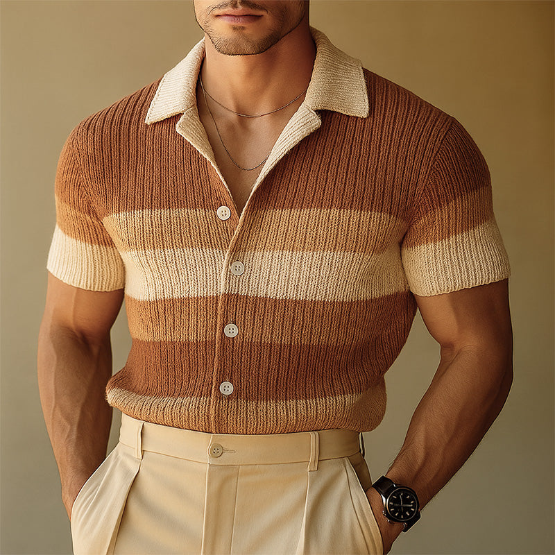 【24-hour shipping out】Men's Spring Fashion Simple Woven Slim Short Sleeve Shirt MTA0885D0P