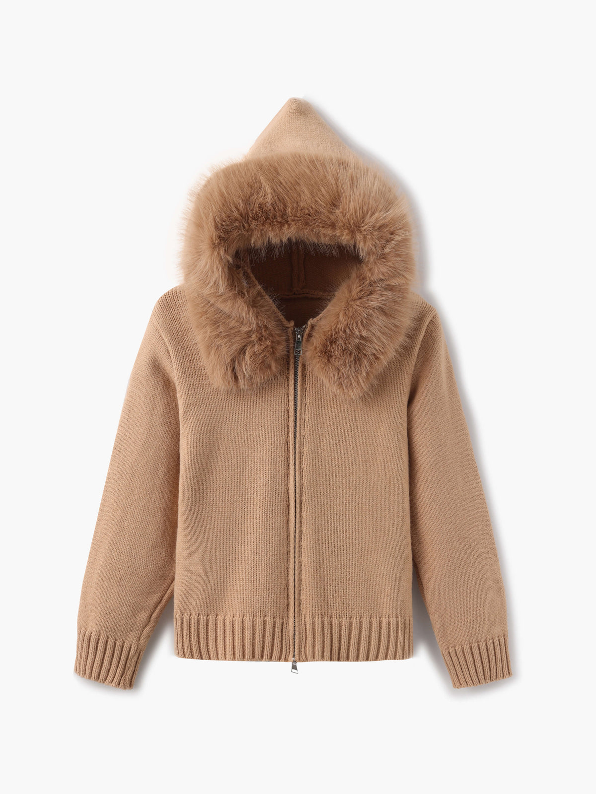 CHARM FUR JACKET- BROWN