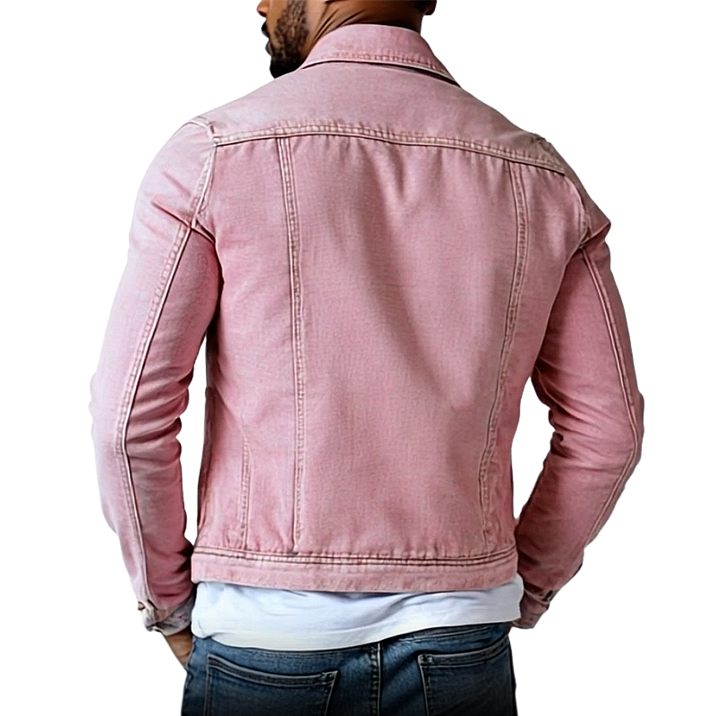【24-hour shipping out】Men's Vintage Washed Lapel Multi Pocket Denim Jacket 20763802Y