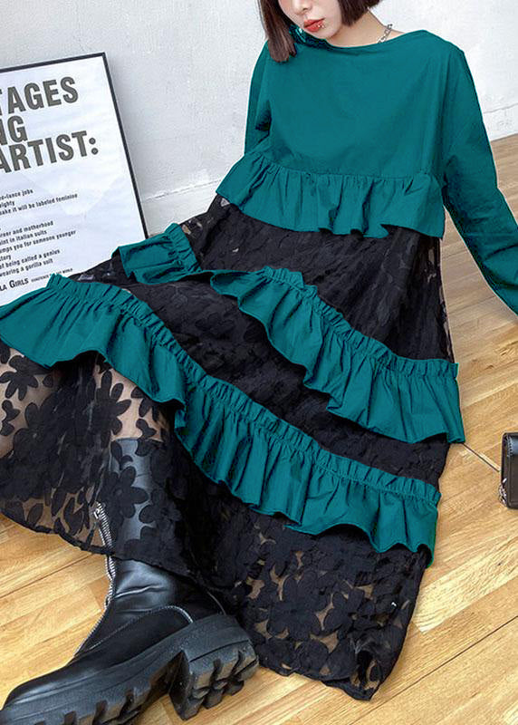 Bohemian Black Ruffles Fall Lace Dresses