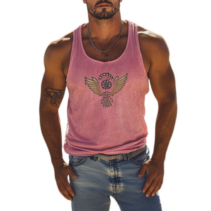 【24-hour shipping out】Men's Classic Casual American Retro Embroidered Knit Striped Tank Top 72799567K