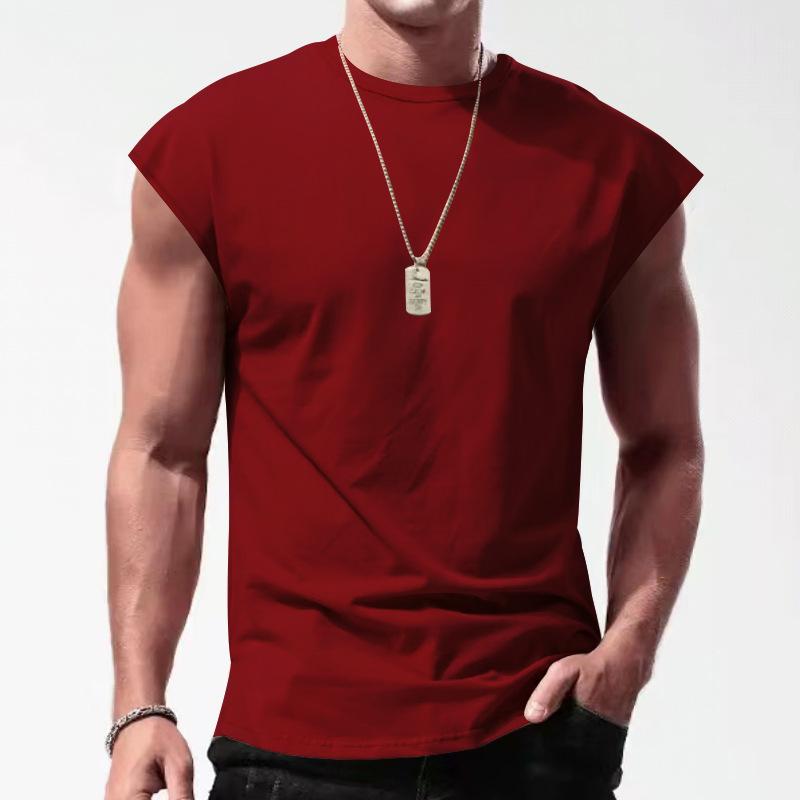 【24-hour shipping out】Men's Solid Loose Sleeveless Sports T-shirt 64307072Z
