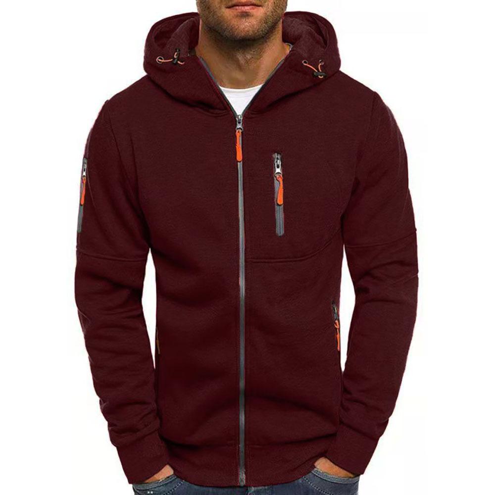 Men's Casual Cotton Blend Zipper Hooded Slim Fit Sports Jacket 87031331