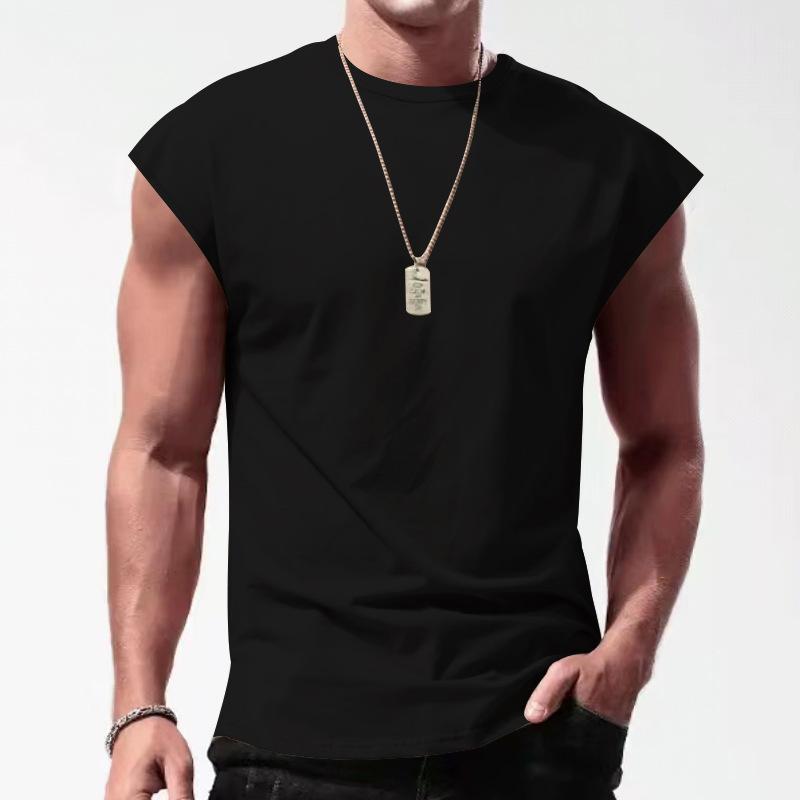 【24-hour shipping out】Men's Solid Loose Sleeveless Sports T-shirt 64307072Z