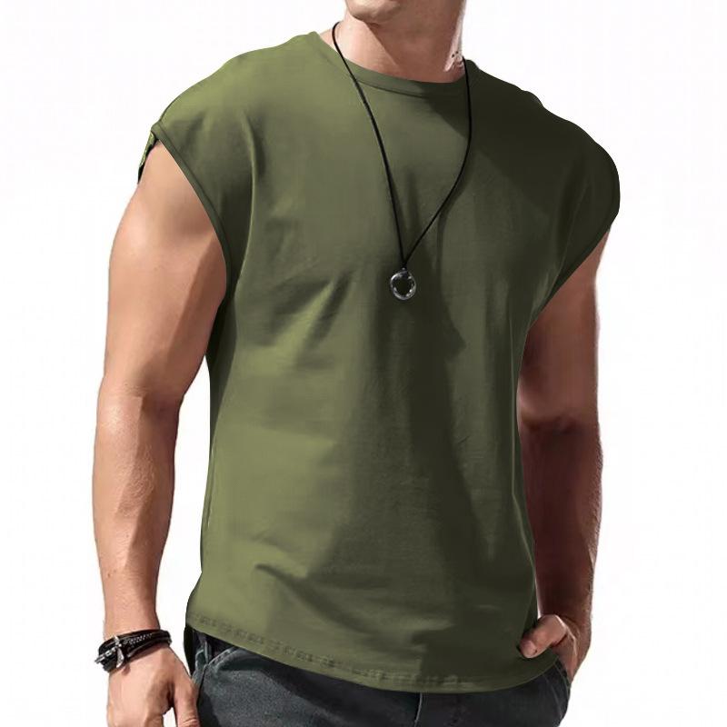 【24-hour shipping out】Men's Solid Loose Sleeveless Sports T-shirt 64307072Z