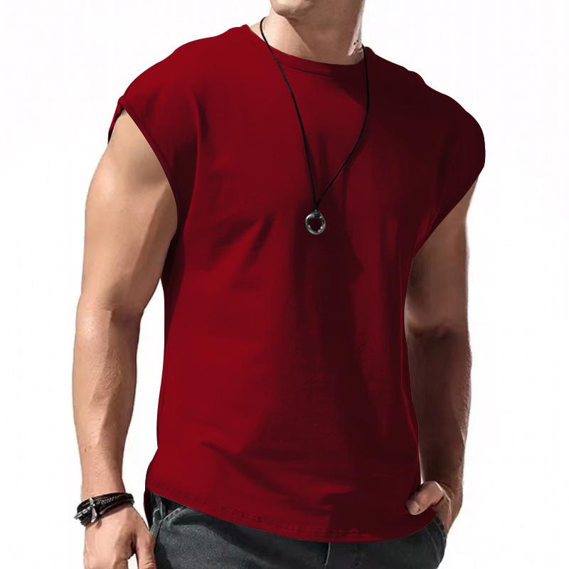 【24-hour shipping out】Men's Solid Loose Sleeveless Sports T-shirt 64307072Z