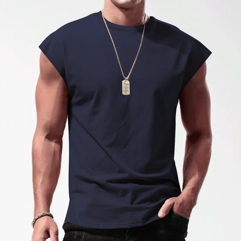 【24-hour shipping out】Men's Solid Loose Sleeveless Sports T-shirt 64307072Z