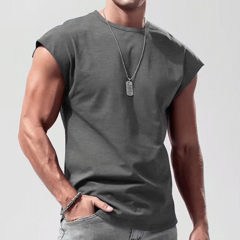 【24-hour shipping out】Men's Solid Loose Sleeveless Sports T-shirt 64307072Z