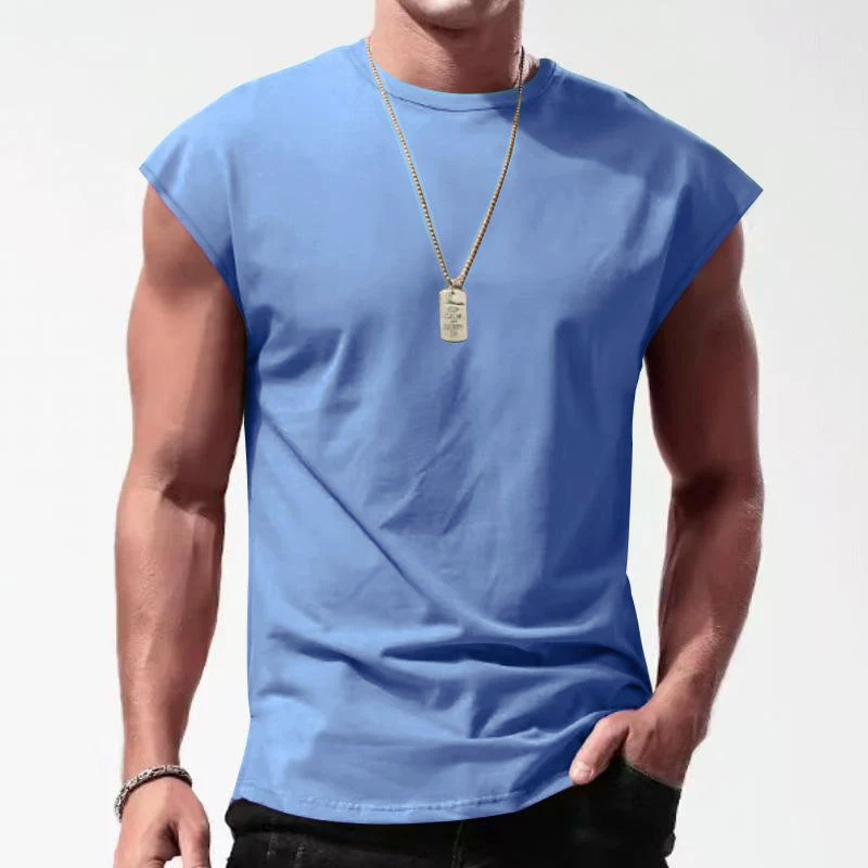 【24-hour shipping out】Men's Solid Loose Sleeveless Sports T-shirt 64307072Z