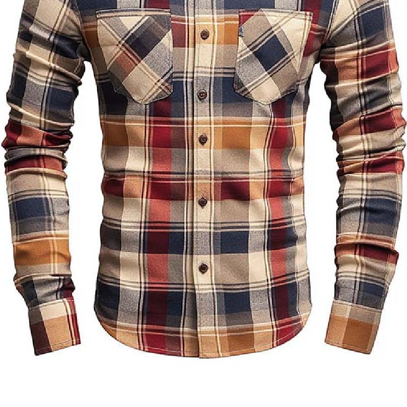 Men's Classic Casual Slim Fit Check Brushed Cotton Long Sleeve Shirt 91392940K