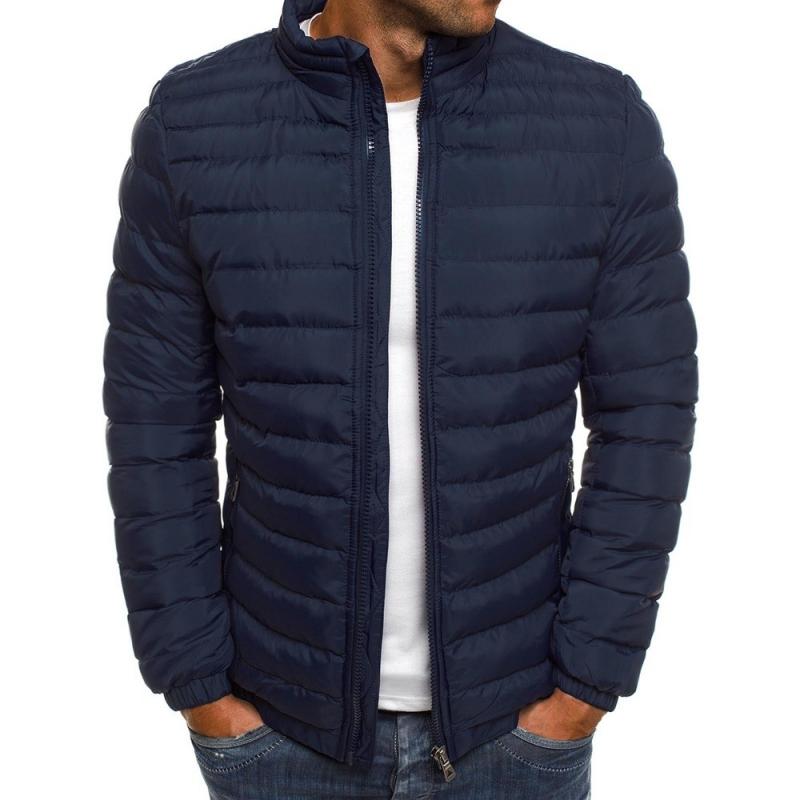 Men's Casual Stand Collar Long Sleeve Padded Warm Slim Fit Jacket 96439922M