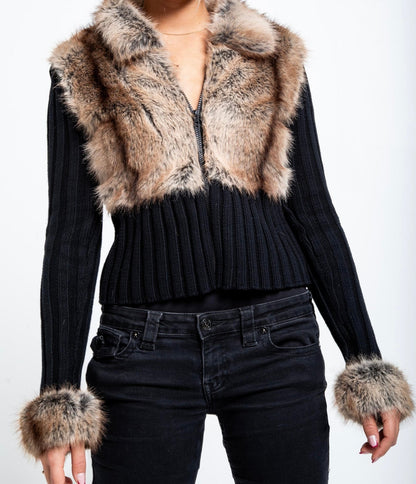LAMOUR EXCLUSIVE FUR KNIT - BLACK