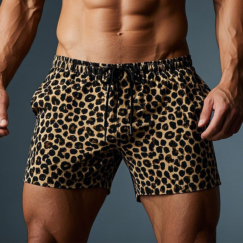 【24-hour shipping out】Men's Leopard Print Comfortable Breathable Shorts 03984898P