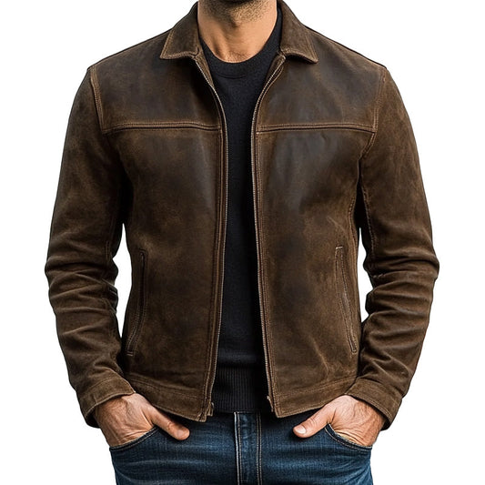 【24-hour shipping out】Mens Classic Fashion Zipper Leather Jacket 98679789U