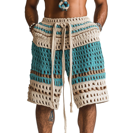 【24-hour shipping out】Men's Holiday Braided Beach Shorts MTA2138C6P