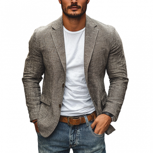 【24-hour shipping out】Men's Casual Cotton Linen Notch Lapel Single-breasted Slim-fit Blazer 34577242M