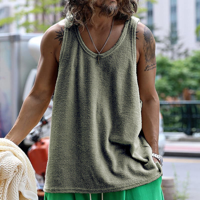 【CLEARANCE】Men's Casual Round Neck Solid Color Tank Top 15988785X