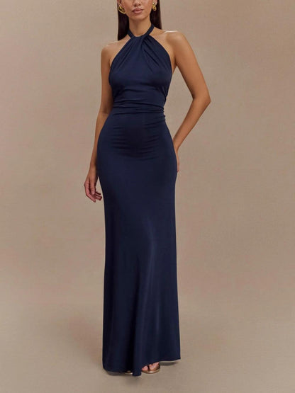 Lagoon Slinky Halter Maxi Dress