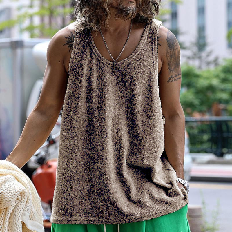 【CLEARANCE】Men's Casual Round Neck Solid Color Tank Top 15988785X