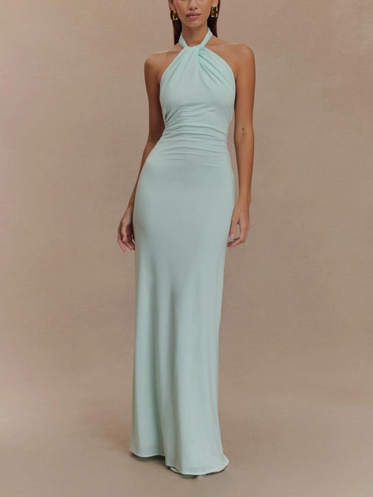 Lagoon Slinky Halter Maxi Dress