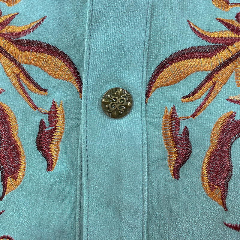 【24-hour shipping out】Men's Classic American Retro Western Suede Embroidered Long Sleeve Shirt 83858595K