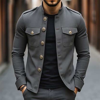 【24-hour shipping out】Men's Vintage Casual Solid Stand Collar Button Jacket 85705875TO